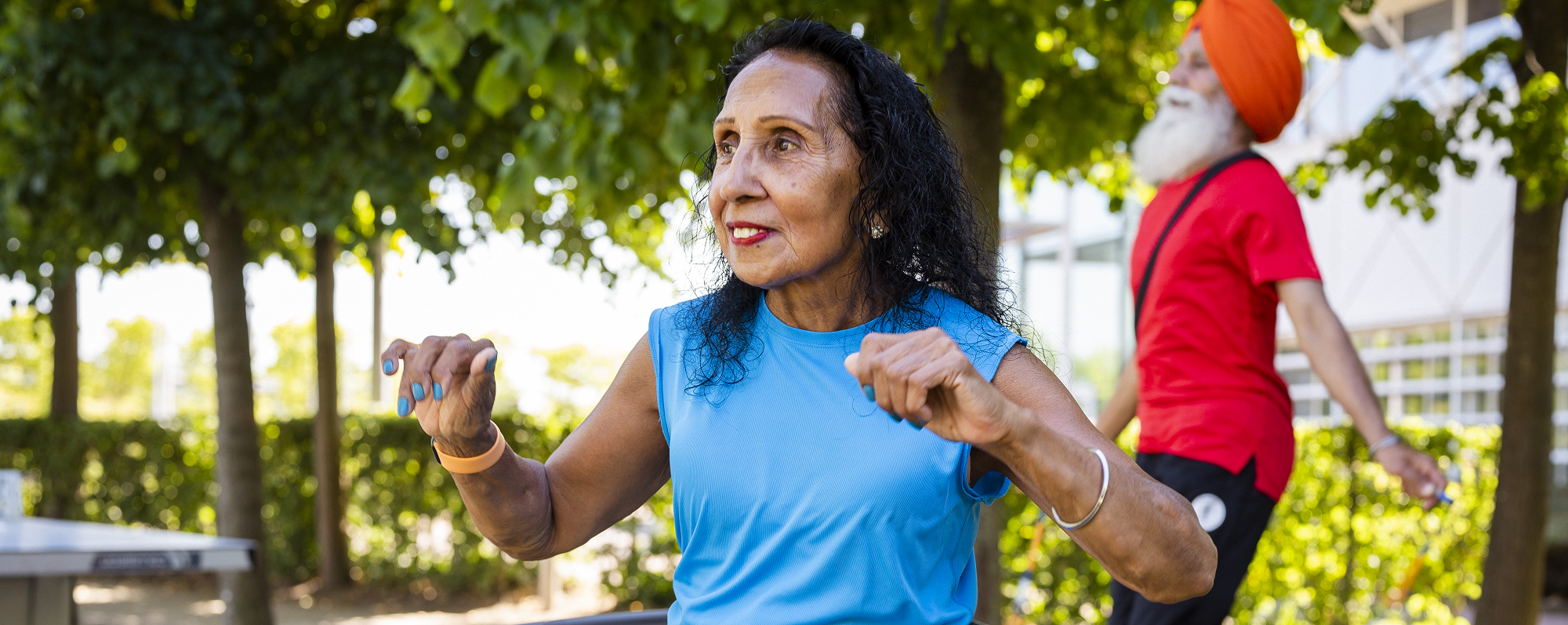 A woman exercising in the park