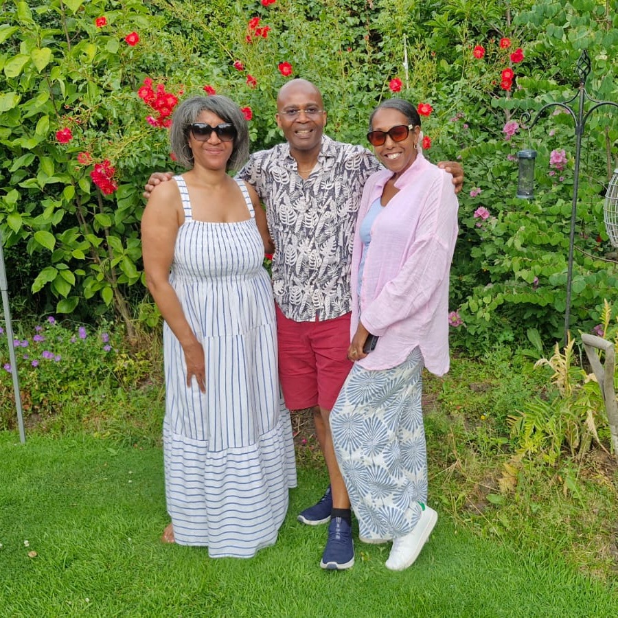 Having fun in the garden at a fundraising coffee morning